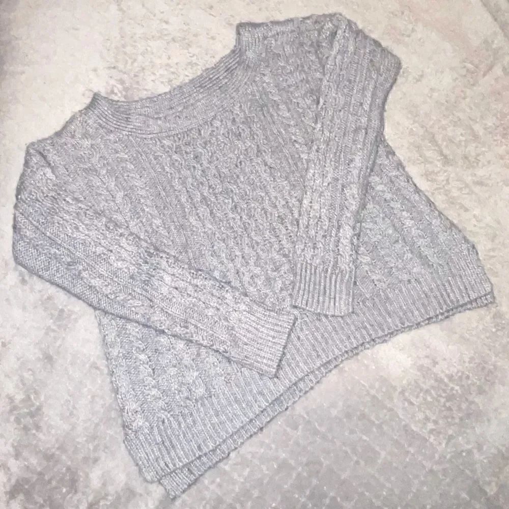 Gray Boatneck Wool Blend Sweater